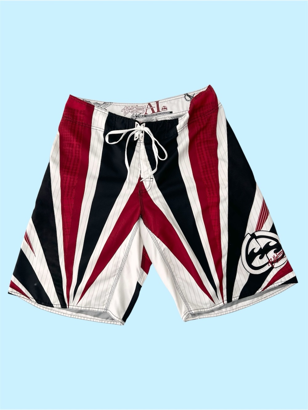 Y2K Billabong Andy Irons Signature Board Shorts Surf Samuari Rising Sun 36 Rare